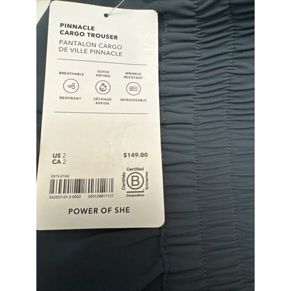 New Athleta 2 Pinnacle High Rise Cargo Trouser Eden Blue Size 2 - Picture 8 of 8